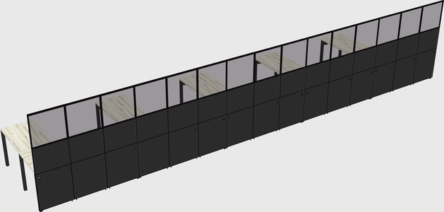 Shared l-shaped cubicle