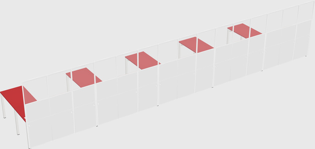Shared l-shaped cubicle