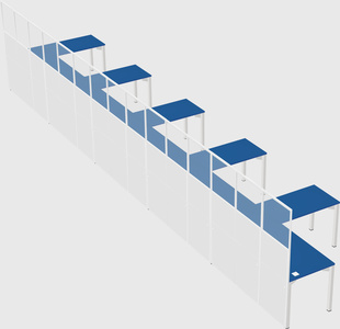 Shared l-shaped cubicle