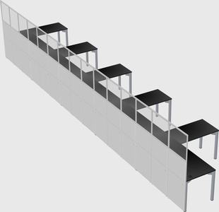 Shared l-shaped cubicle