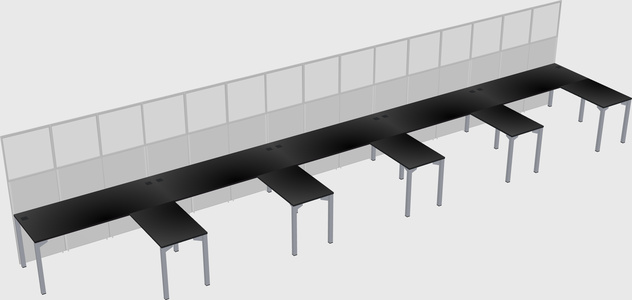 Shared l-shaped cubicle