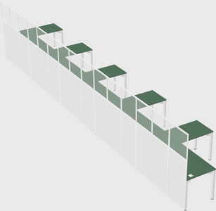 Shared l-shaped cubicle