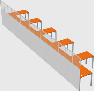 Shared l-shaped cubicle