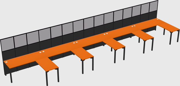 Shared l-shaped cubicle