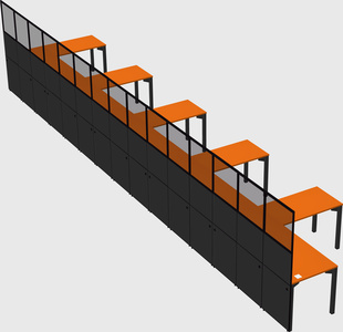 Shared l-shaped cubicle