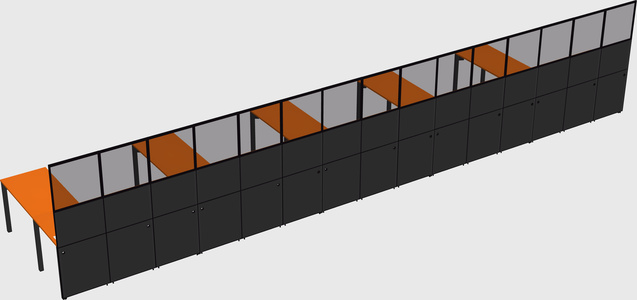 Shared l-shaped cubicle