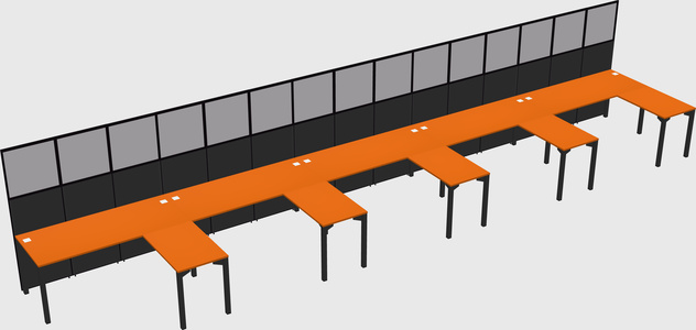 Shared l-shaped cubicle