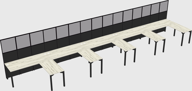 Shared l-shaped cubicle