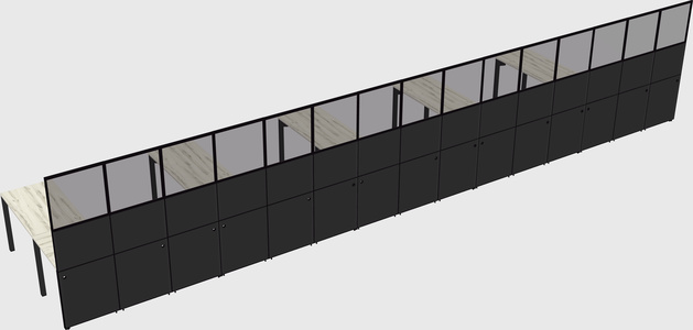 Shared l-shaped cubicle