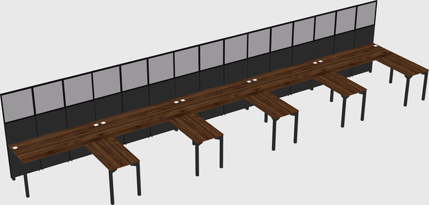 Shared l-shaped cubicle