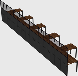 Shared l-shaped cubicle