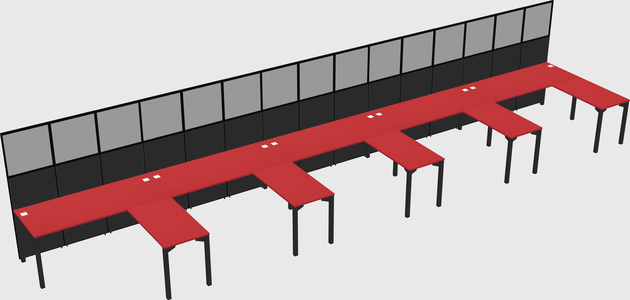 Shared l-shaped cubicle