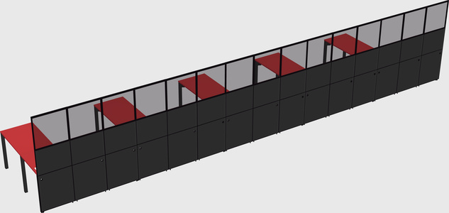 Shared l-shaped cubicle