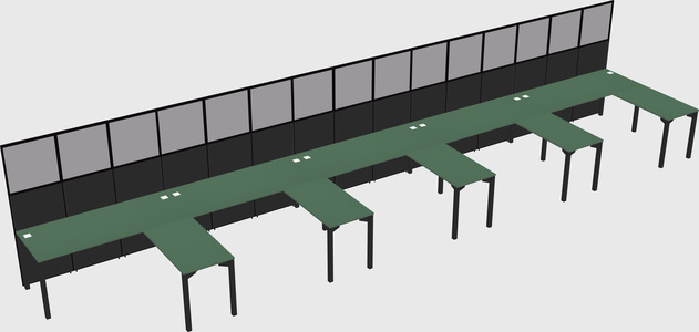 Shared l-shaped cubicle