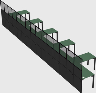 Shared l-shaped cubicle