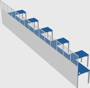 Shared l-shaped cubicle