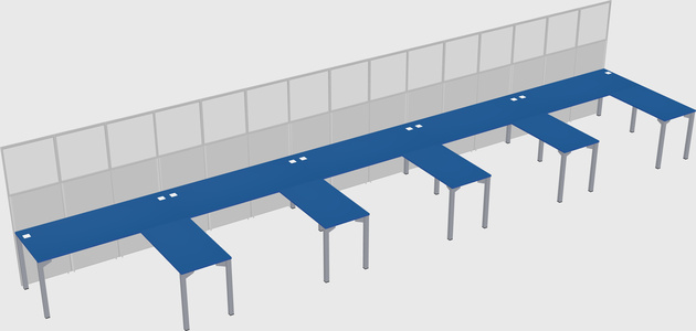 Shared l-shaped cubicle