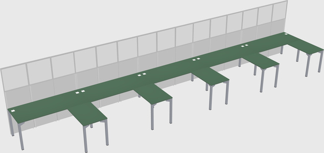 Shared l-shaped cubicle