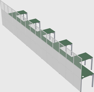 Shared l-shaped cubicle