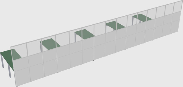 Shared l-shaped cubicle