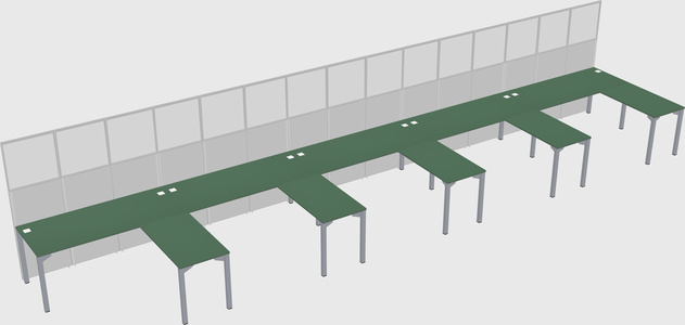 Shared l-shaped cubicle