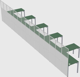 Shared l-shaped cubicle