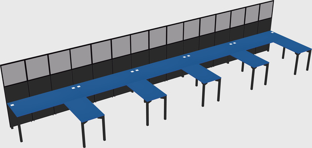 Shared l-shaped cubicle