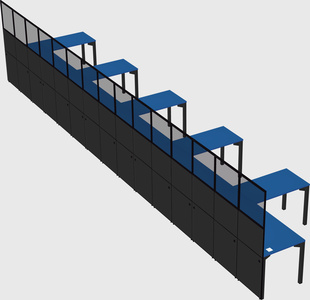 Shared l-shaped cubicle