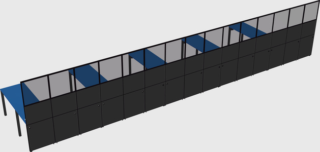 Shared l-shaped cubicle