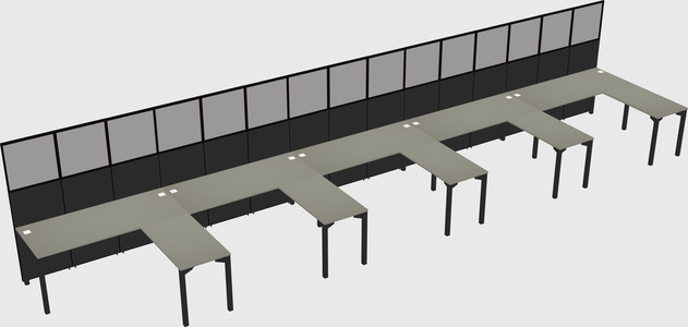 Shared l-shaped cubicle