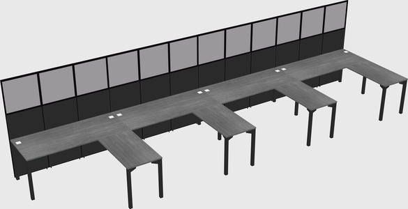 Shared l-shaped cubicle