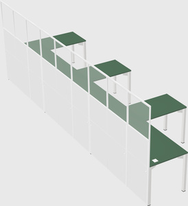 Shared l-shaped cubicle