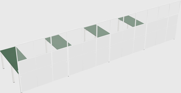 Shared l-shaped cubicle