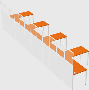 Shared l-shaped cubicle
