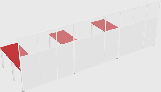 Shared l-shaped cubicle