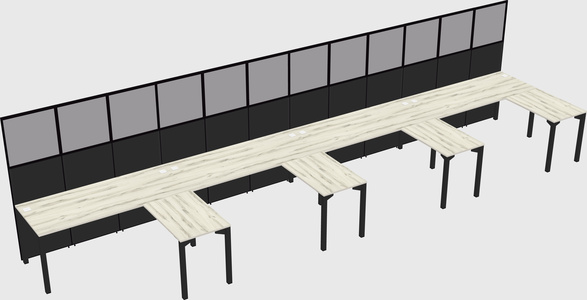 Shared l-shaped cubicle