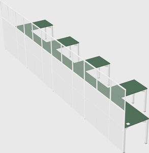 Shared l-shaped cubicle