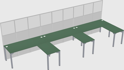 Shared l-shaped cubicle