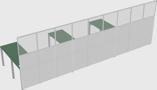 Shared l-shaped cubicle