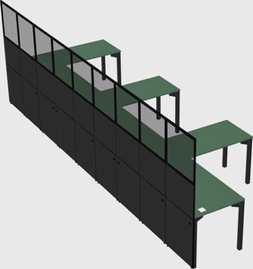 Shared l-shaped cubicle