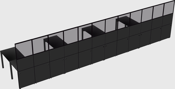 Shared l-shaped cubicle
