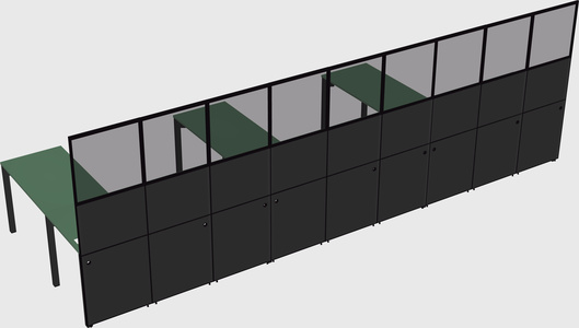 Shared l-shaped cubicle