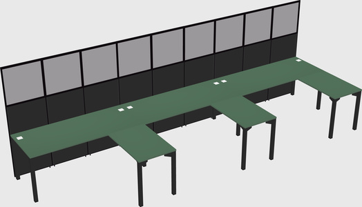 Shared l-shaped cubicle