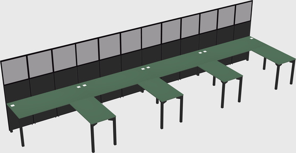 Shared l-shaped cubicle