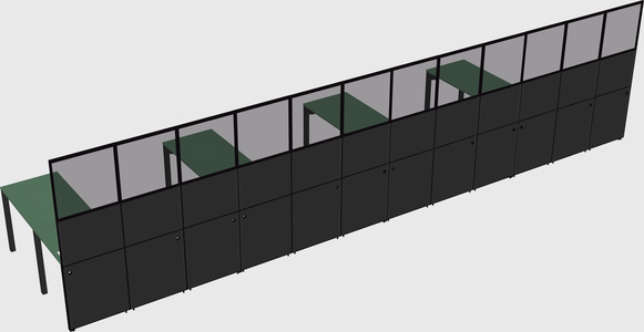 Shared l-shaped cubicle