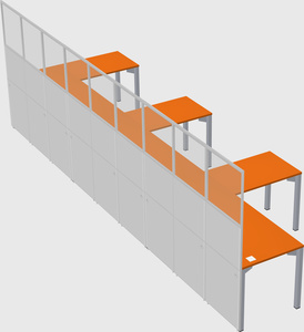 Shared l-shaped cubicle