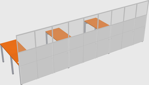Shared l-shaped cubicle
