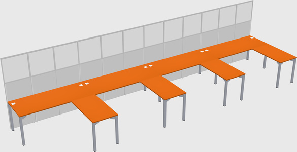 Shared l-shaped cubicle