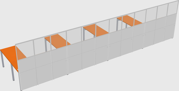 Shared l-shaped cubicle