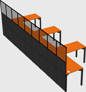 Shared l-shaped cubicle